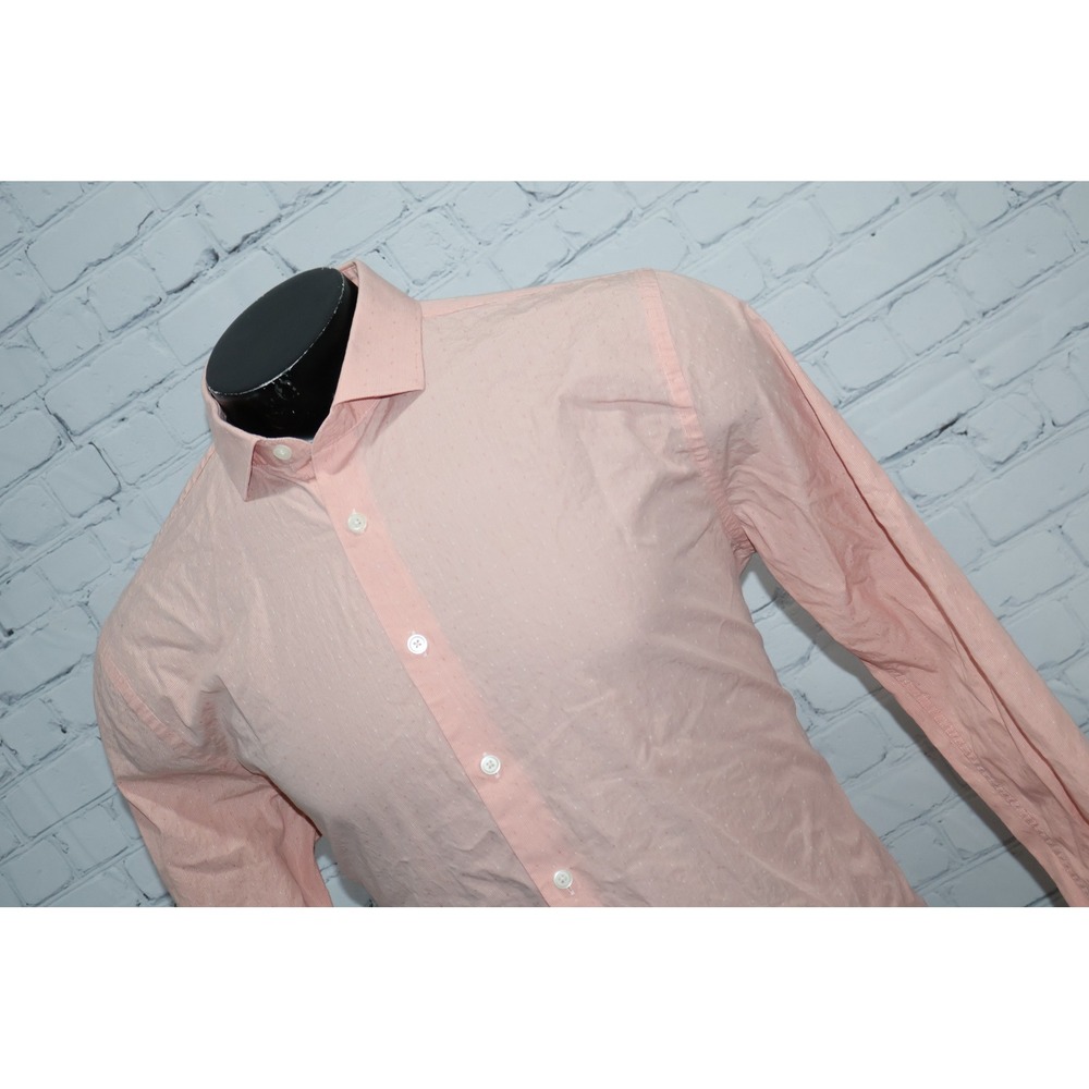 Express Button Down Shirt Mens XL Pink Extra Slim Fit Long Sleeve Micro Pattern
